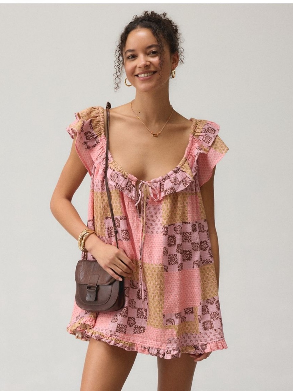 Urban Outfitters Pink Patchwork Mini Dress